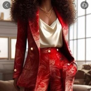 Elegant Random Print Lapel Collar Blazer Sz. XL